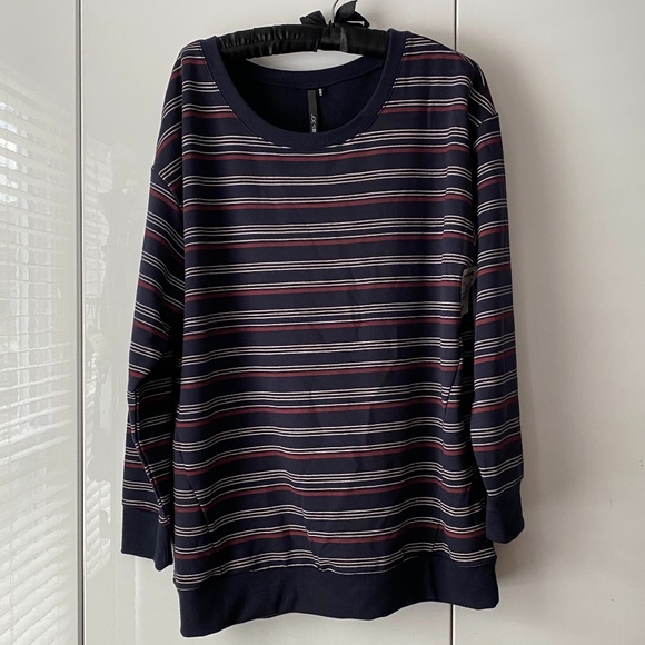 JOE'S Striped Relax Wide Neck Sweatshirt M - Picture 2 of 8